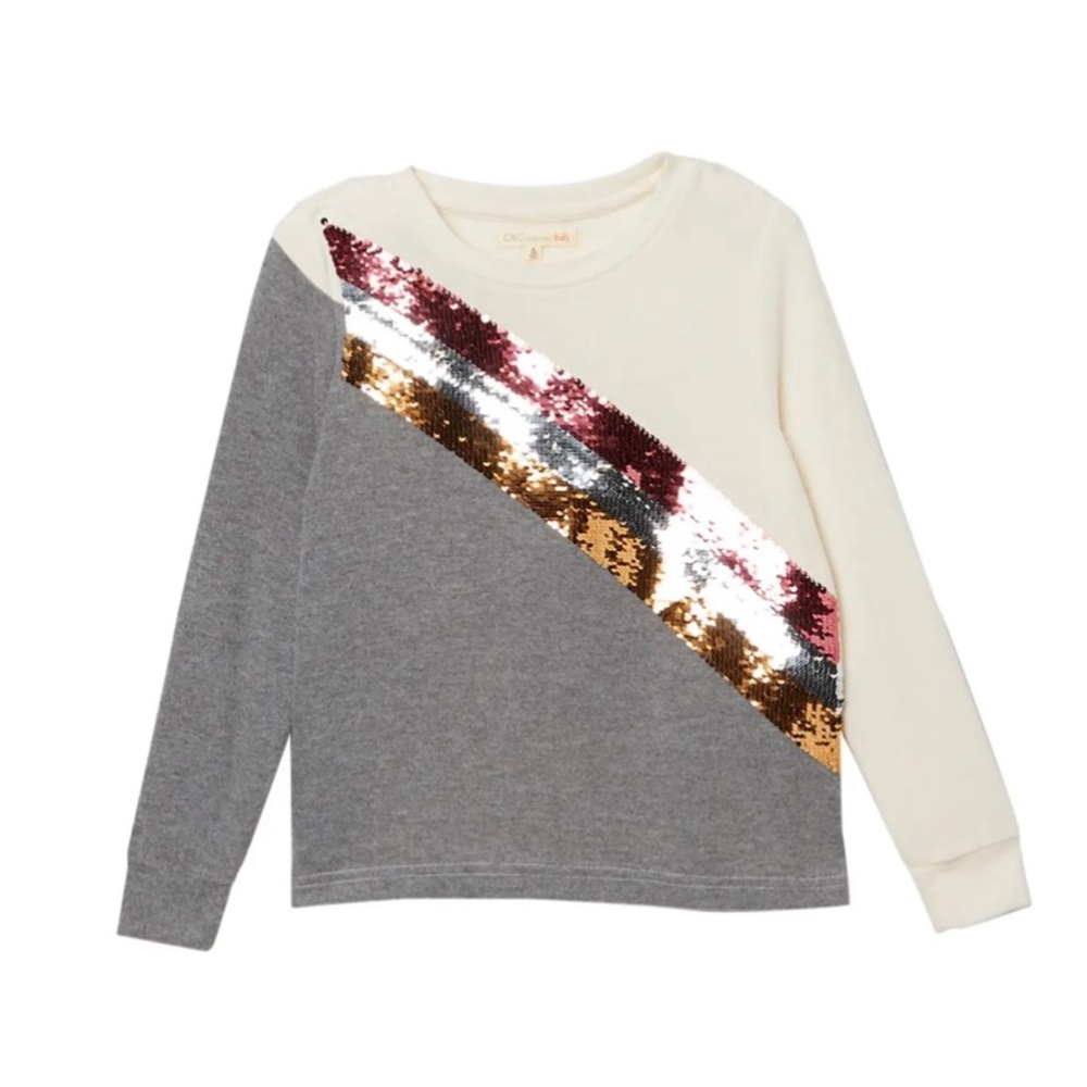 C&C California Kids' Sequin Stripe Pullover Sweatshirt